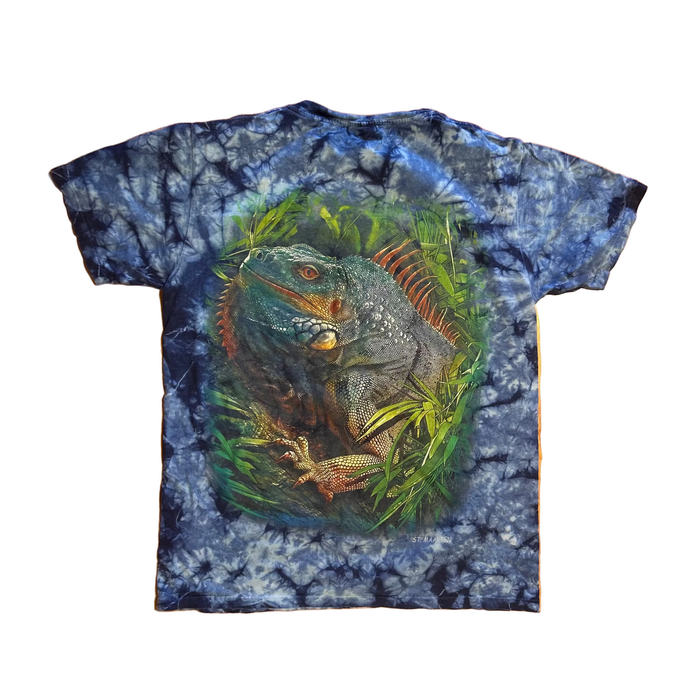 Caballo St Marten Blue Tie Dye Iguana Tshirt - Medium - 20.5" x 27"