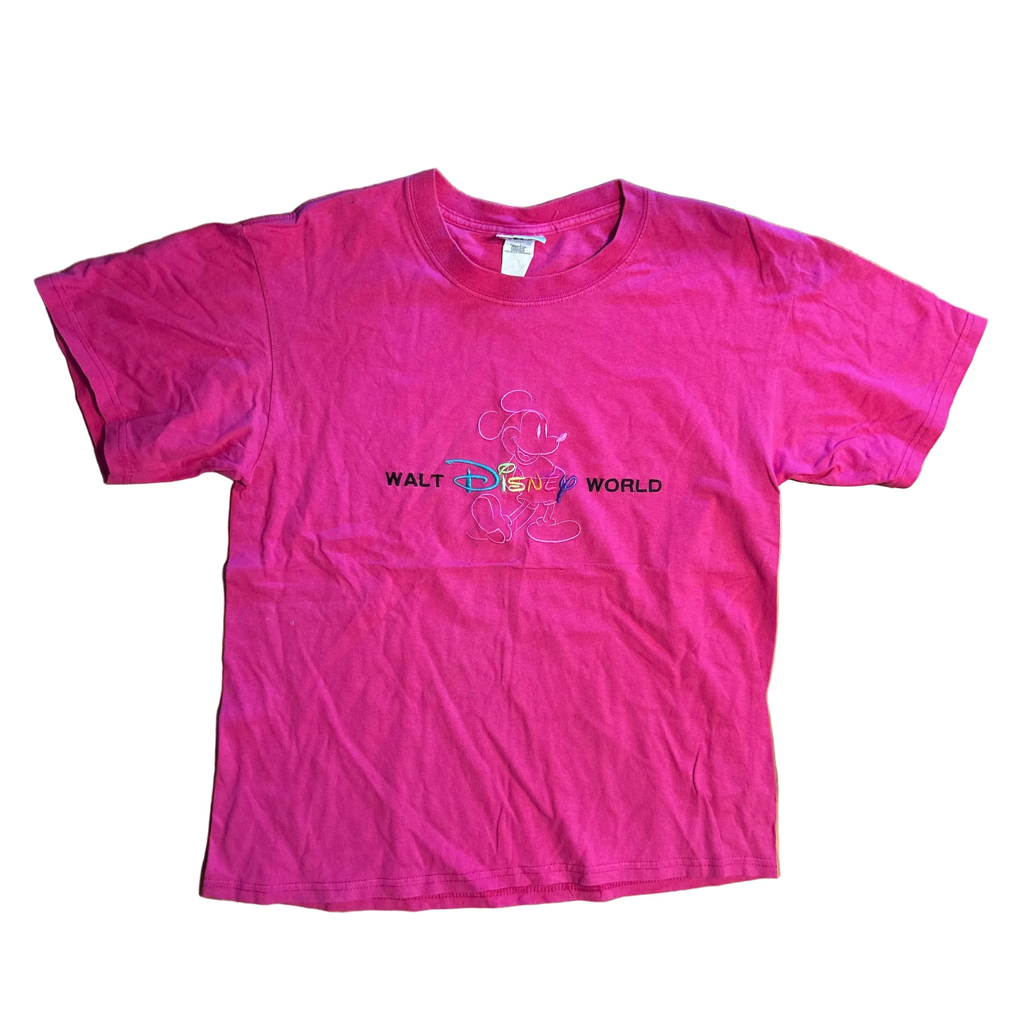 Walt Disney World Pink Embroidered Tshirt - Medium - 21" x 27.5"