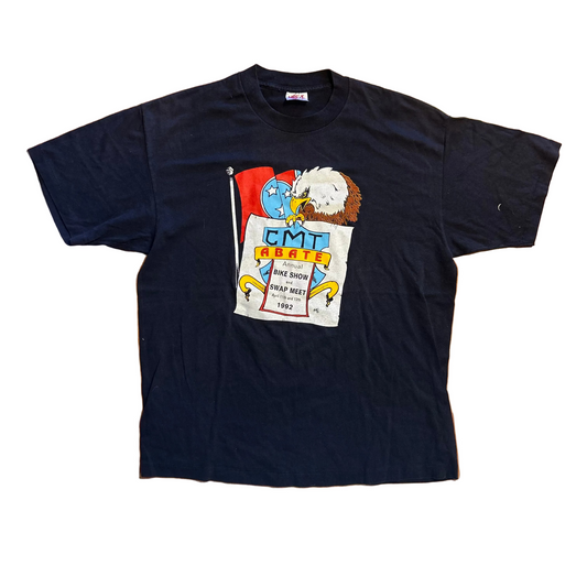 90's Heft Tee CMT Abate Bike Show Black Tshirt - Large - 23" x 30"