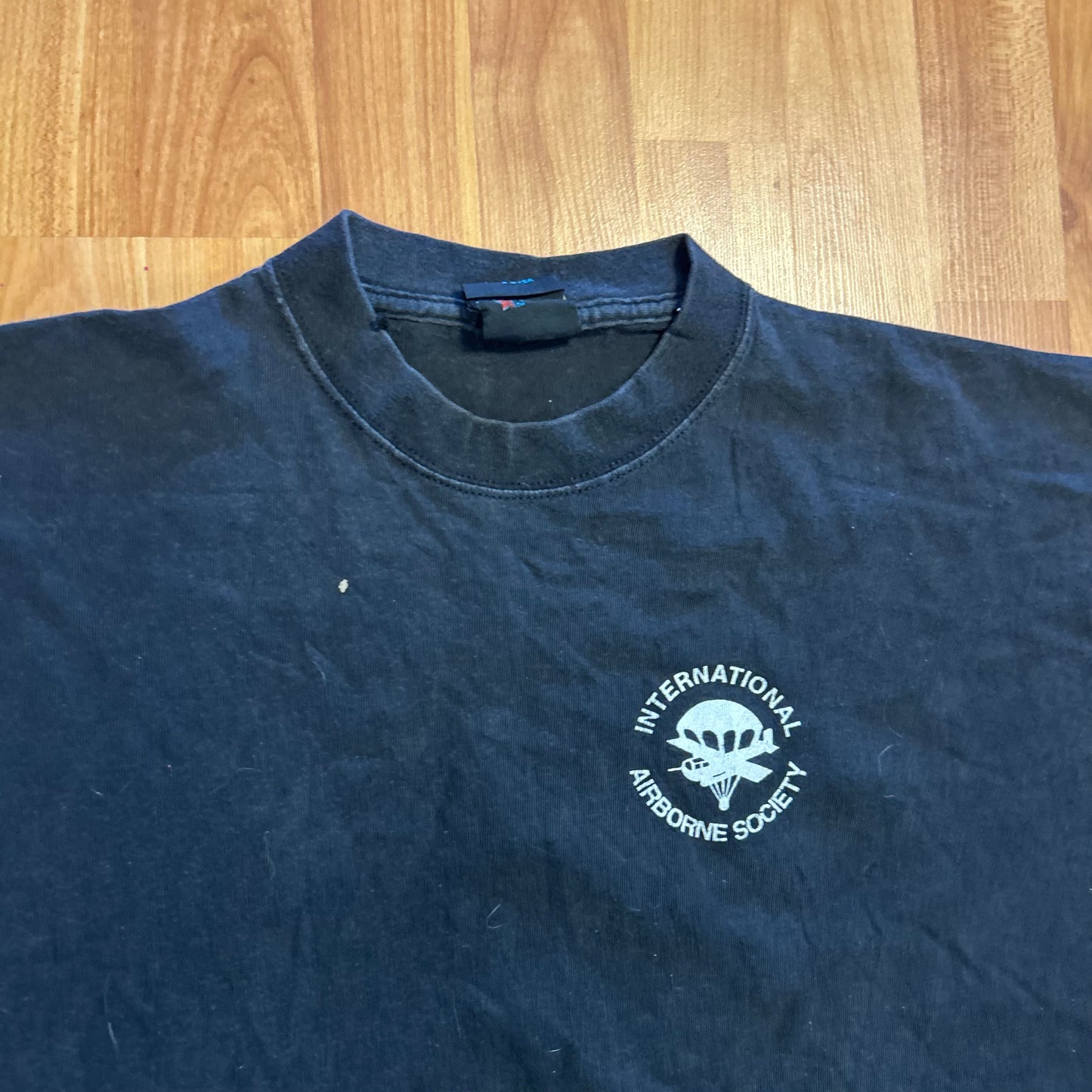 90's Soffee International Airborne Society Operation Polish Eagle Black Tshirt - XLarge - 24.5" x 28"