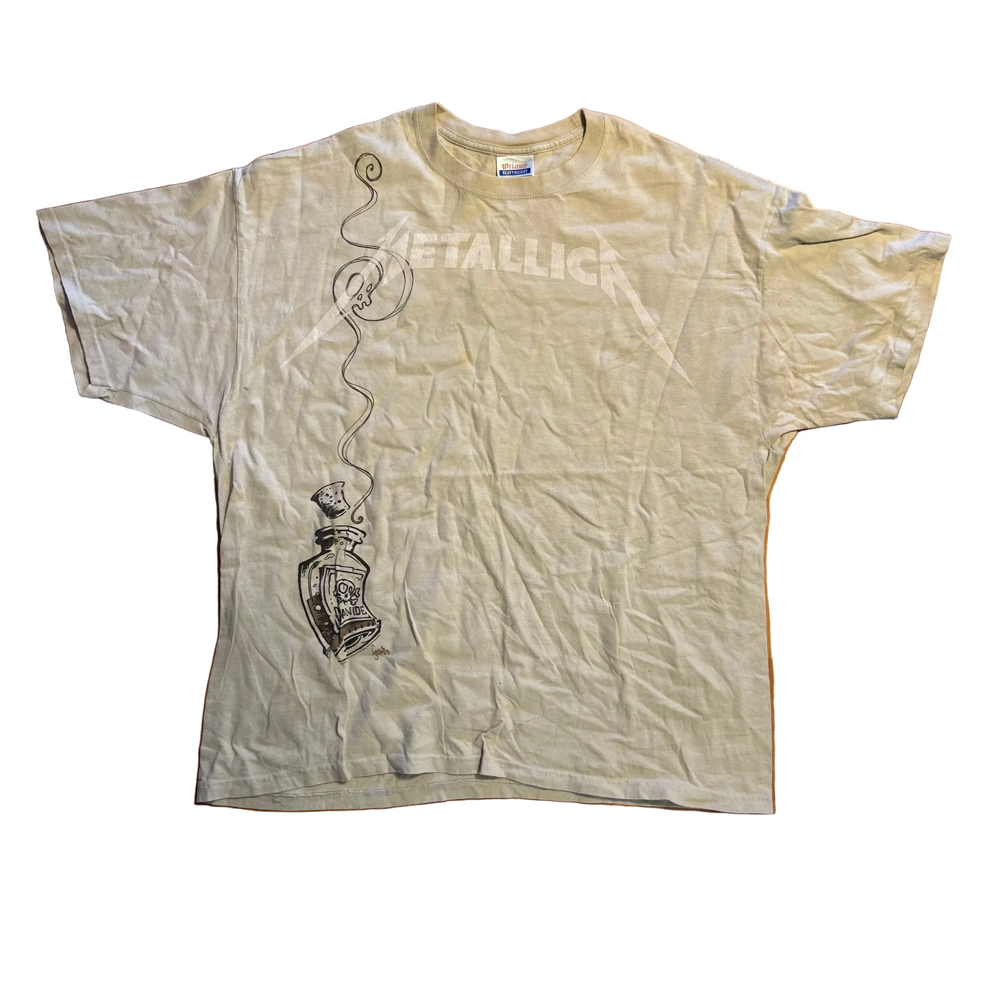 Hanes Metallica Band Cream Tan Tshirt - XLarge - 25" x 29"