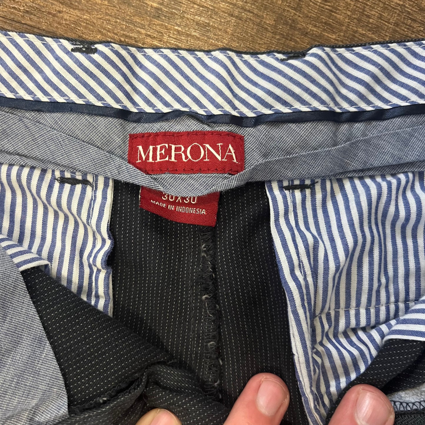 Merona Striped Cotton Grey Dress Pants - 29" x 28"