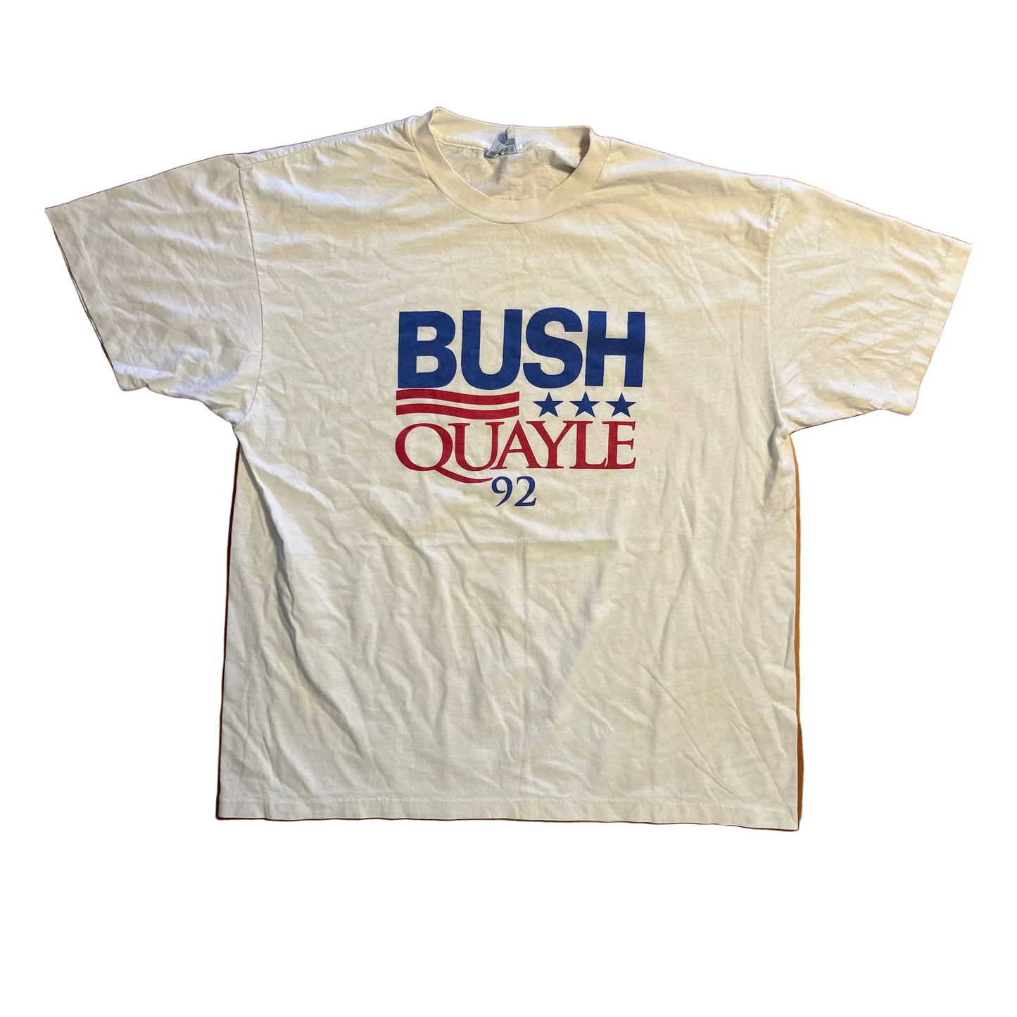 90's Bush Quayle 92 President White Tshirt - Large - 23" x 28.5"