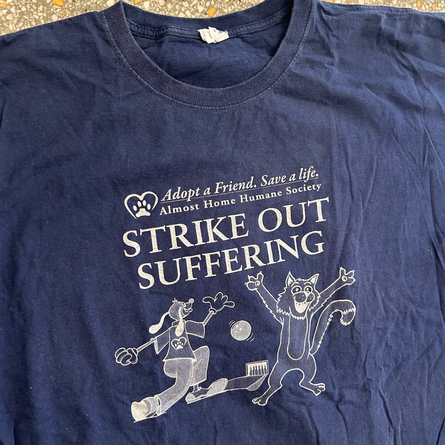 Strike Out Suffering Navy Blue Tshirt - XLarge - 26" x 29"