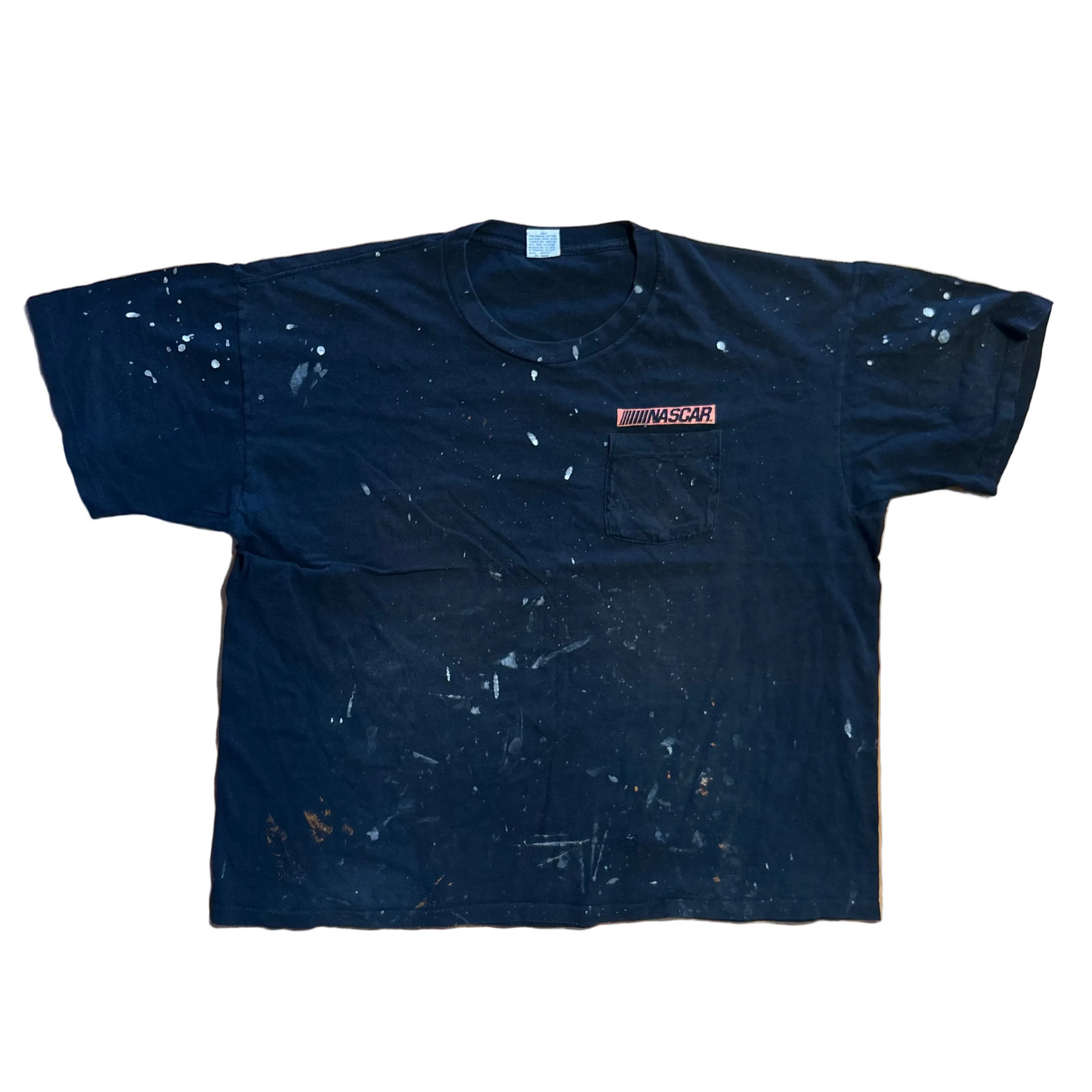 90's Cal Cru NASCAR Smoke The Competition Black Painter Pocket Tshirt - XLarge - 27" x 28.5"