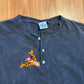 90's Disney Tigger Quarter Button Up Navy Tshirt - XLarge - 24" x 27"