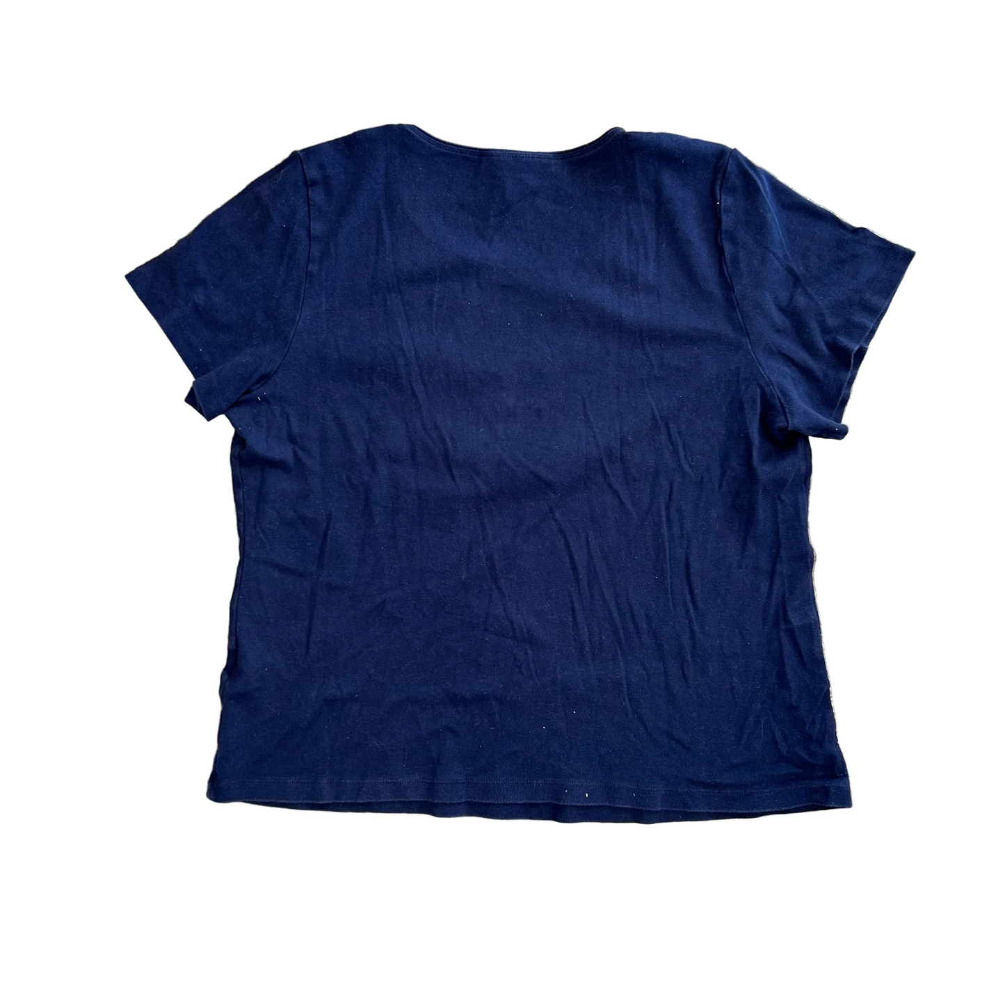 Karen Scott Flower Heart Navy Blue Tshirt - Large - 23" x 25.5"