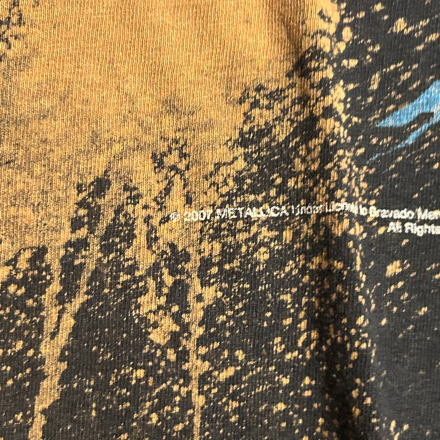 Bravado Metallica Band Skull Their Money Tips Her Scales Again Bleached Dyed Black Cut Cotton Tshirt - Medium - 20" x 27"