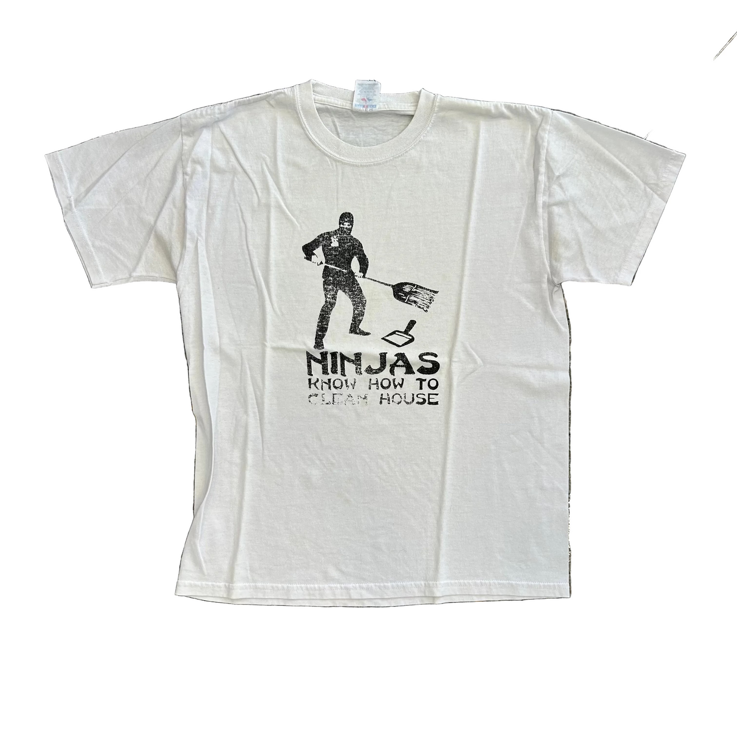 Ninjas Know How to Clean House White Tshirt - Medium - 20" x 26.5"
