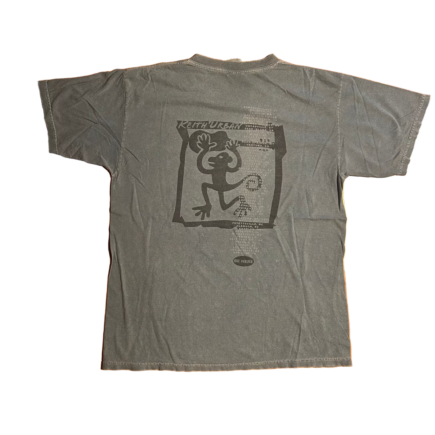 Gildan Ultra Cotton Keith Urban Singer Tour Be Here Dyed Blue Tshirt - Large - 22" x 29"