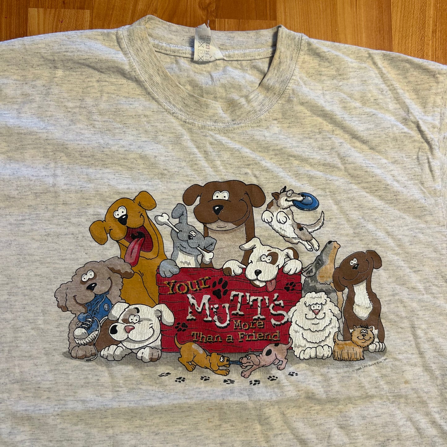 90's Your Mutt's More Than A Friend Dog Grey Tshirt - Medium - 21" x 29"