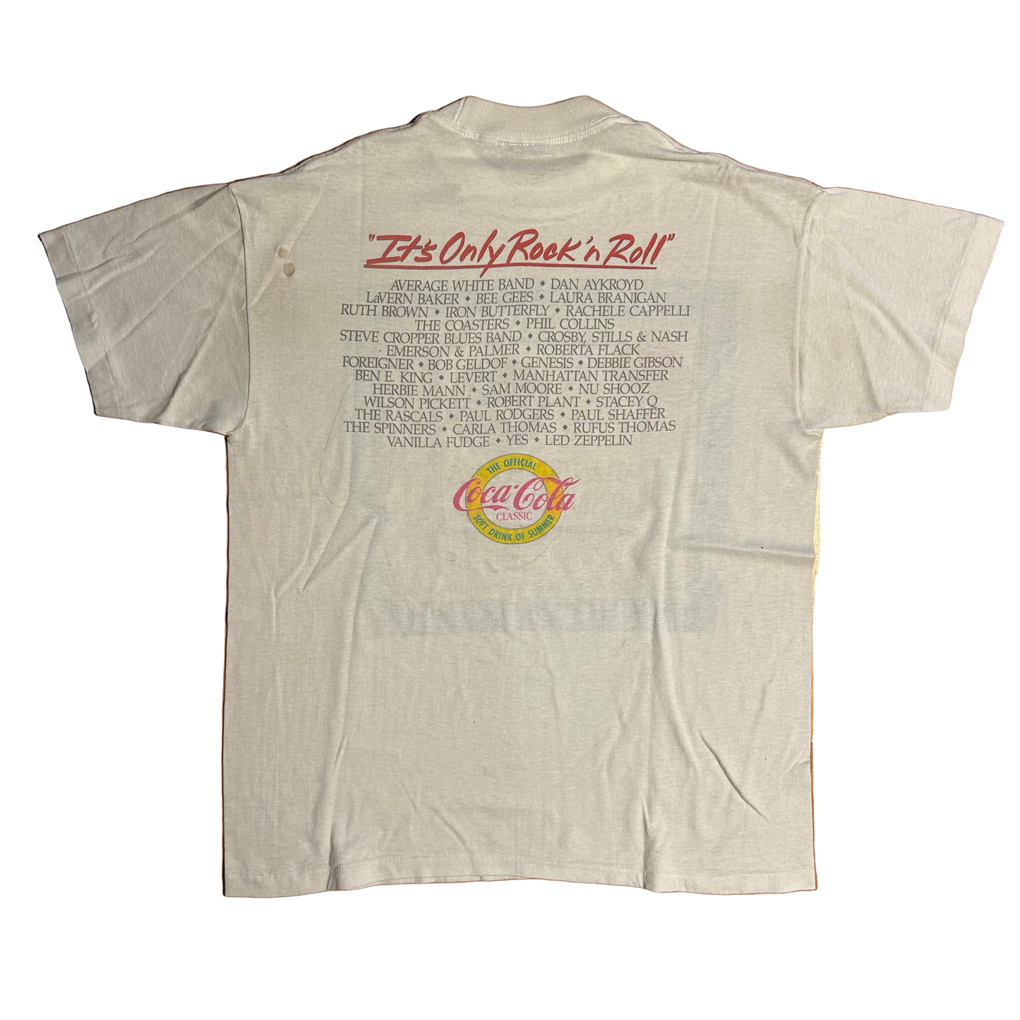 80's America's Finest Atlantic Records 40th Anniversary Music Band 1988 Rock N Roll Coca Cola White 50/50 Cotton Polyester Tshirt - Medium21" x 26.5"