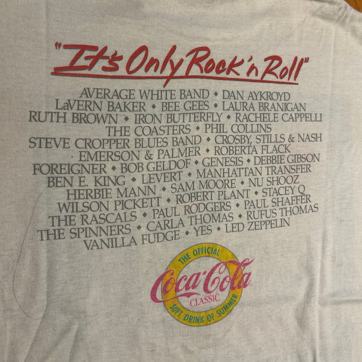 80's America's Finest Atlantic Records 40th Anniversary Music Band 1988 Rock N Roll Coca Cola White 50/50 Cotton Polyester Tshirt - Medium21" x 26.5"