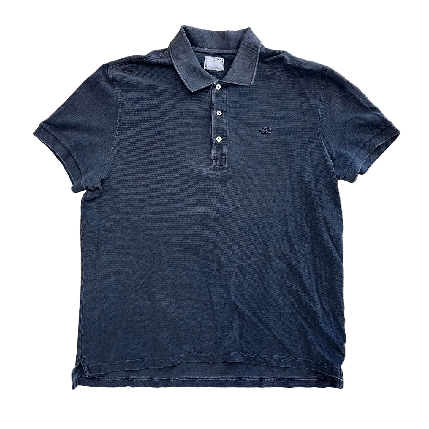 Lacoste Black Faded Grey Button Up Shirt - Large - 23" x 29"