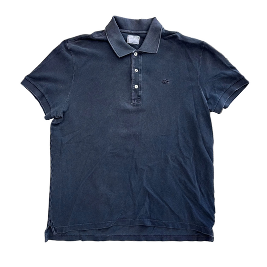 Lacoste Black Faded Grey Button Up Shirt - Large - 23" x 29"