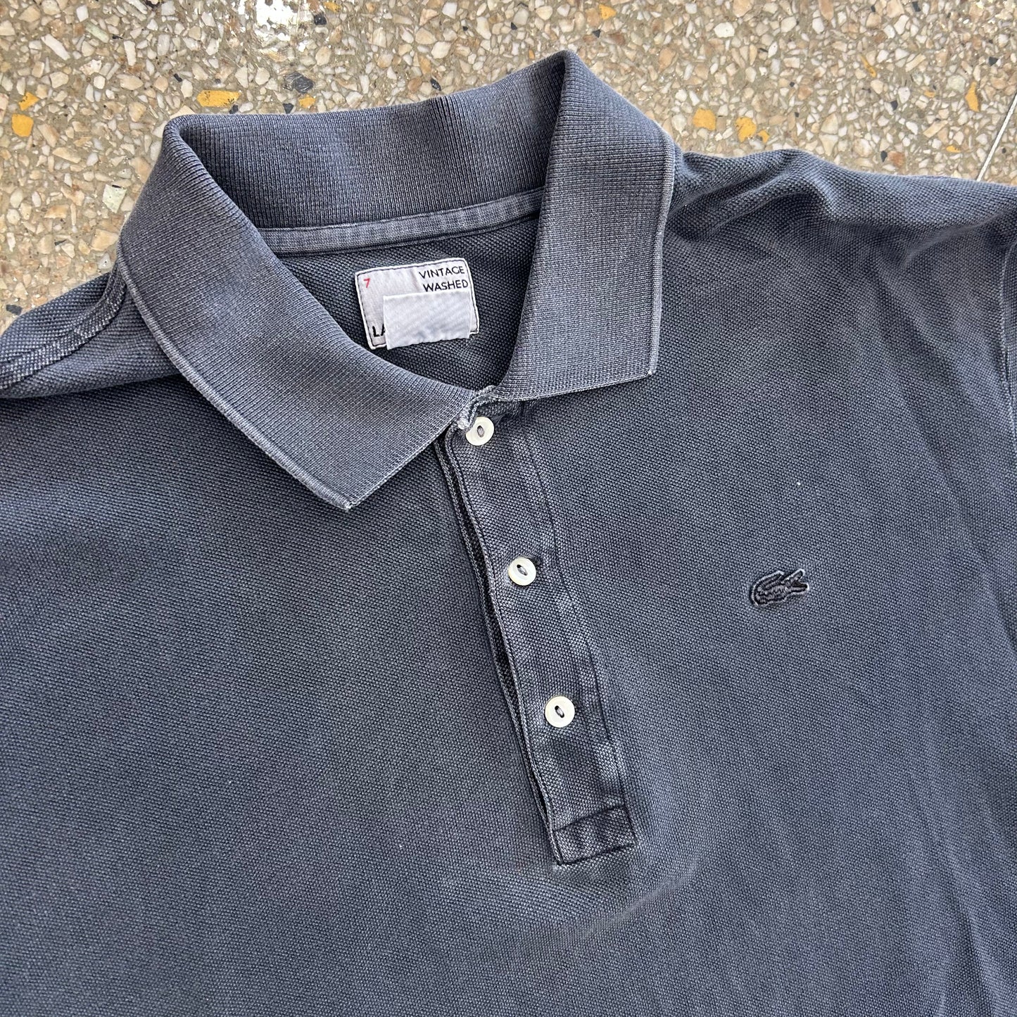 Lacoste Black Faded Grey Button Up Shirt - Large - 23" x 29"