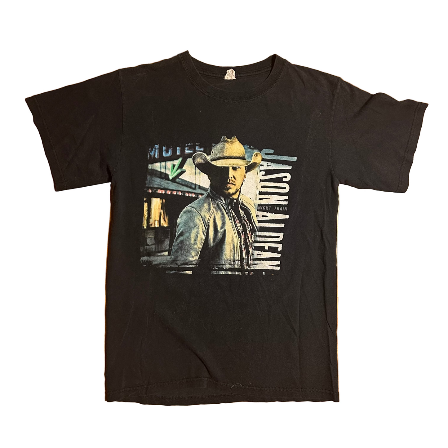 Anvil Jason Aldean Night Train Tour Country Music Singer Black Cotton Tshirt - Small - 19" x 26"