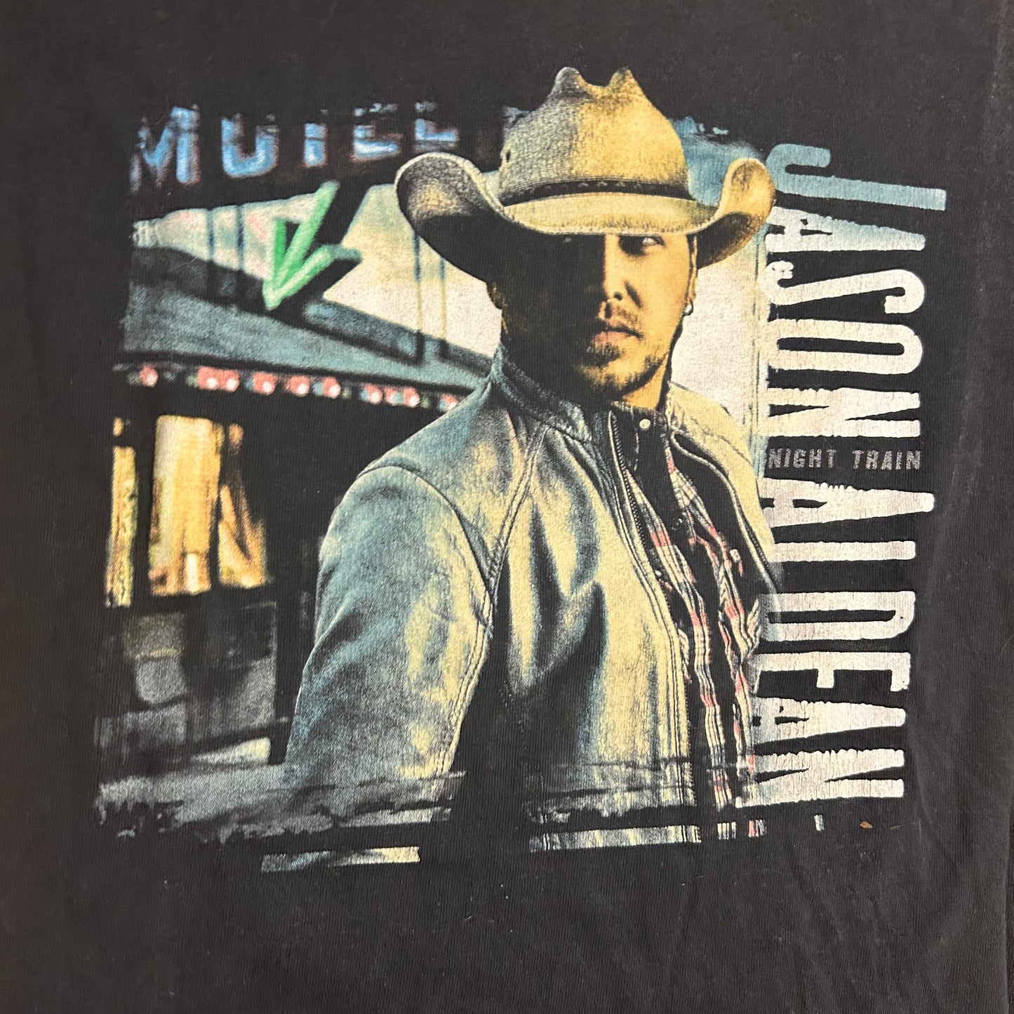 Anvil Jason Aldean Night Train Tour Country Music Singer Black Cotton Tshirt - Small - 19" x 26"