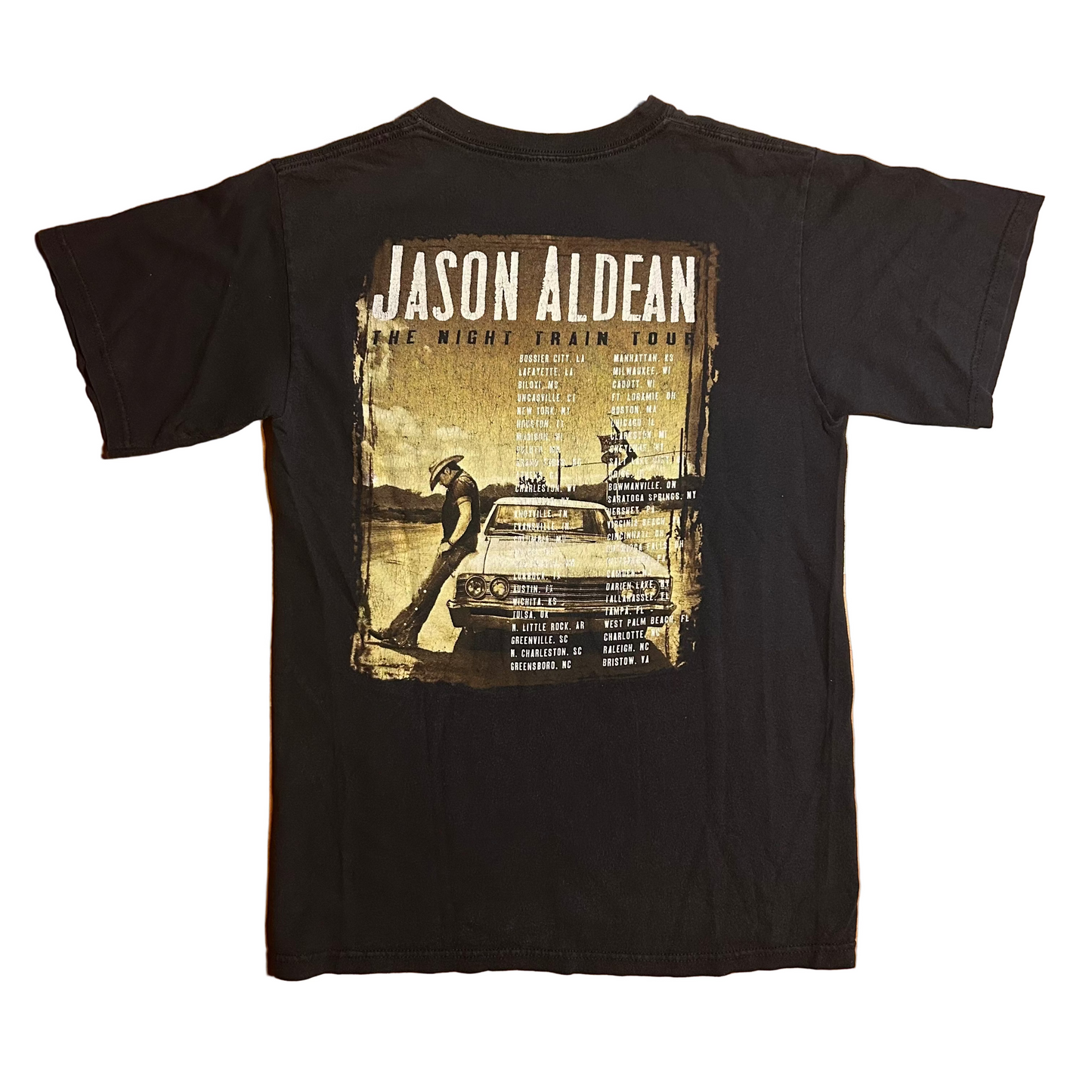 Anvil Jason Aldean Night Train Tour Country Music Singer Black Cotton Tshirt - Small - 19" x 26"