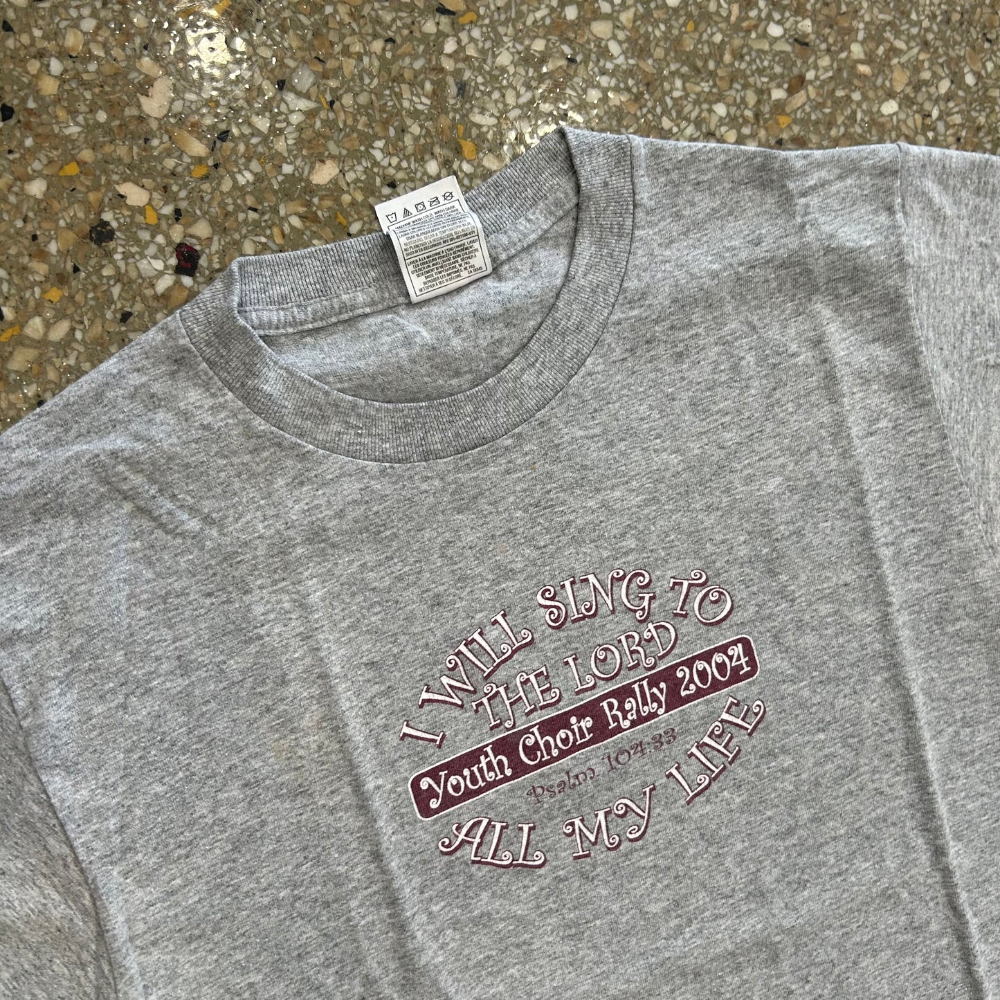 Sing to the Lord All My Life 2004 Grey Tshirt - XSmall - 17" x 25.5"