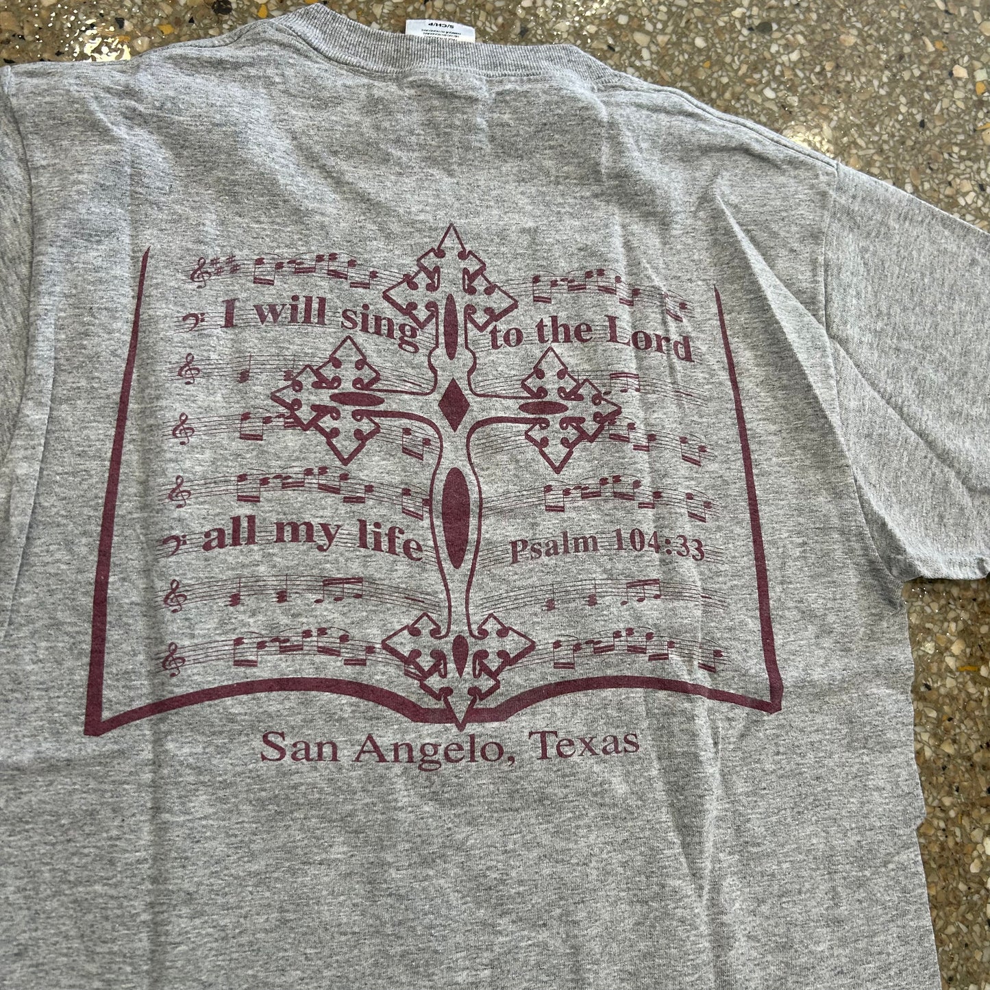 Sing to the Lord All My Life 2004 Grey Tshirt - XSmall - 17" x 25.5"