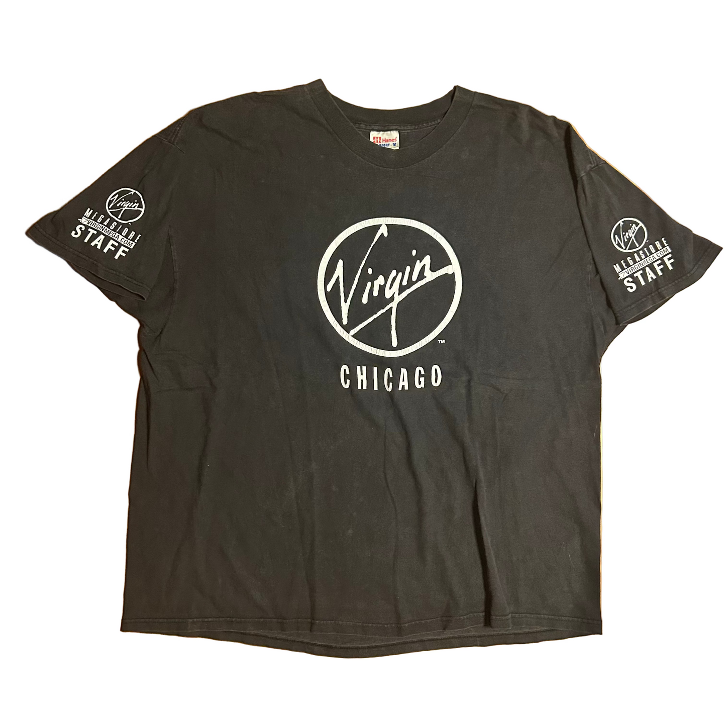 Hanes Comfort T Virgin Chicago Music Black Cotton Tshirt - XLarge - 25" x 28"