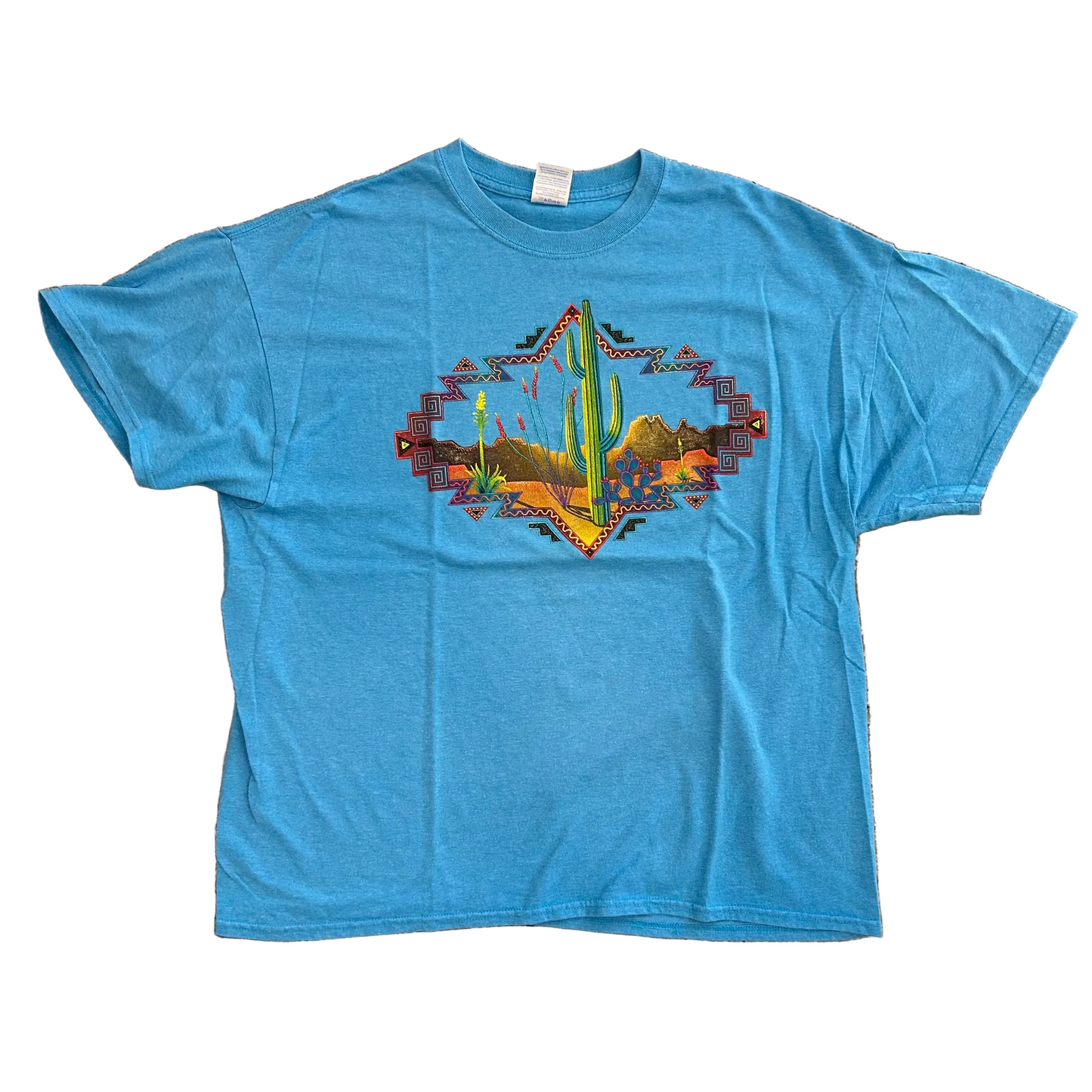 Desert Cactus Blue Tshirt - Large - 23" x 28"