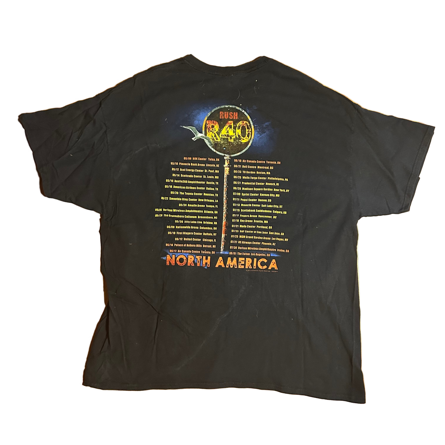 Gildan Ultra Cotton Rush Tour 2015 Music Black Tshirt - XLarge - 25.5" x 30.5"