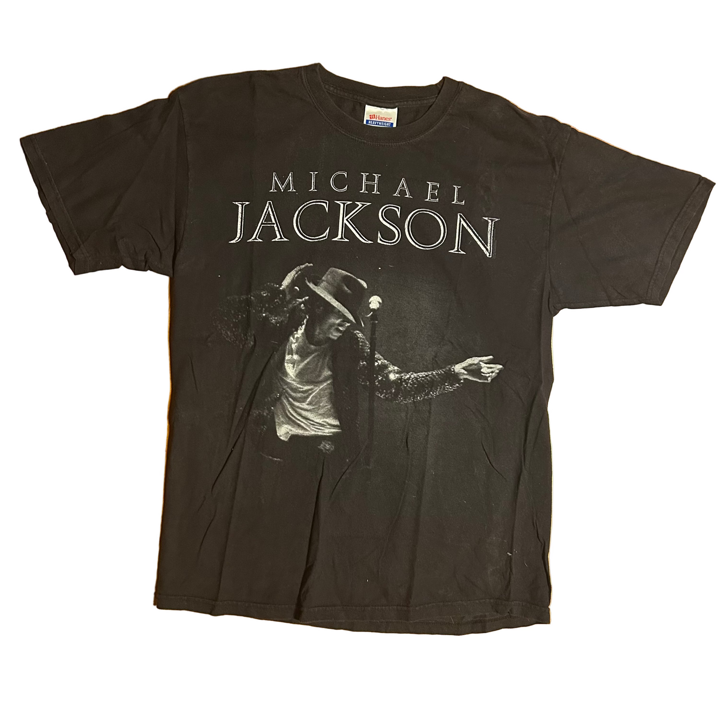 Hanes Heavyweight Michael Jackson Music Black Cotton Tshirt - Medium - 21" x 27"