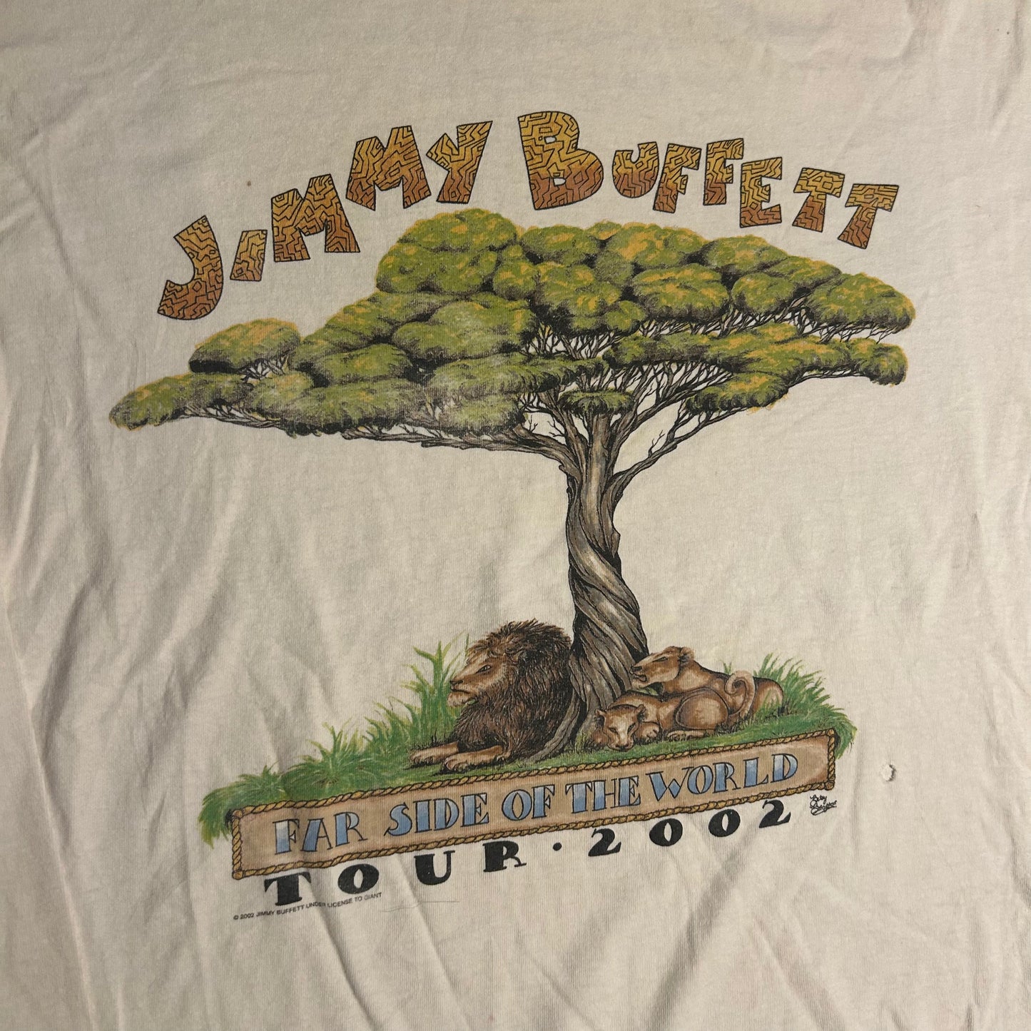 Alstyle Jimmy Buffett 2002 Far Side of the World Music Tour White Cotton Distressed Longsleeve Shirt - XLarge - 24" x 28"