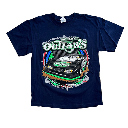 Dirt Car Series World of Outlaws Navy Blue Tshirt - Medium - 21" x 28"