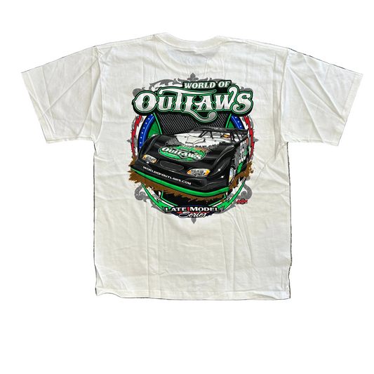 Dirt Car Series World of Outlaws White Tshirt - Large - 22" x 29.5"