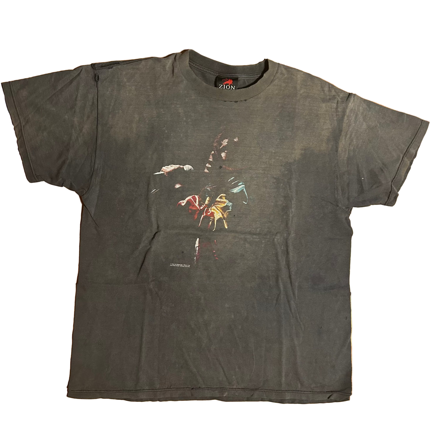Zion Rootswear Bob Marley Robert Nesta Marley 2001 Music Black Faded Grey Cotton Distressed Tshirt - Large - 23" x 30"
