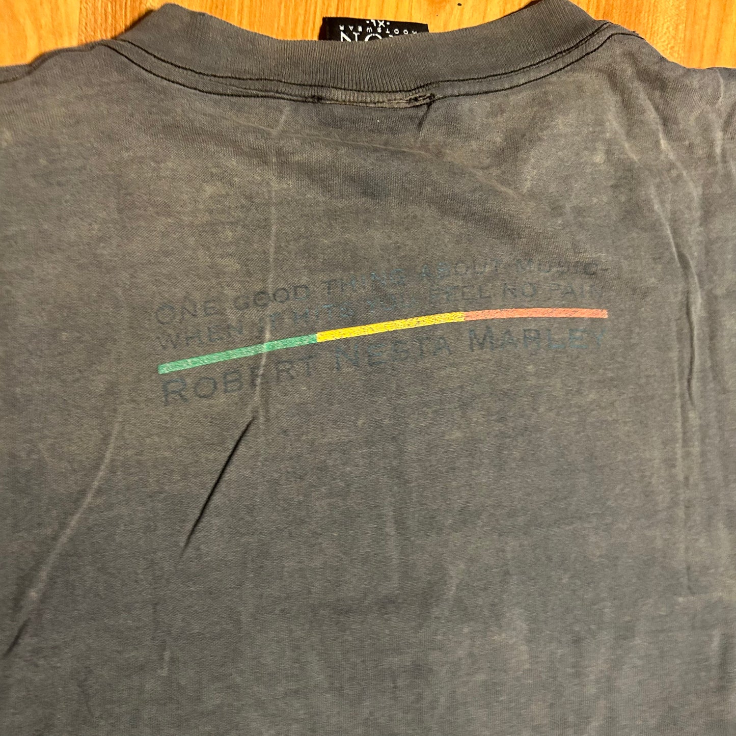 Zion Rootswear Bob Marley Robert Nesta Marley 2001 Music Black Faded Grey Cotton Distressed Tshirt - Large - 23" x 30"