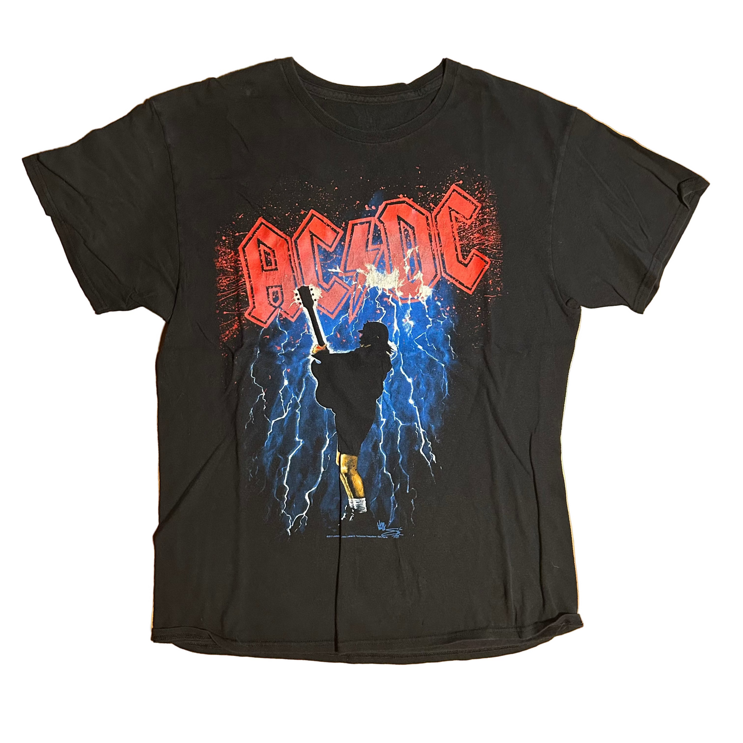 2015 ACDC Band Guitar Rock Black Cotton Tshirt - Medium - 20.5" x 27"