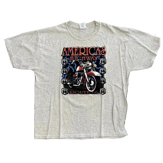America's Highway Route 66 Grey Tshirt - XLarge - 25" x 29.5"
