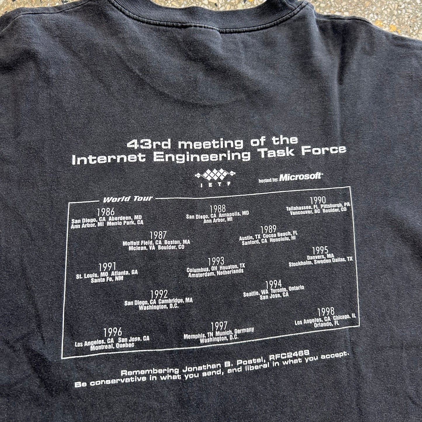 Internet Engineering Task Force Black Tshirt - Large - 22" x 27"