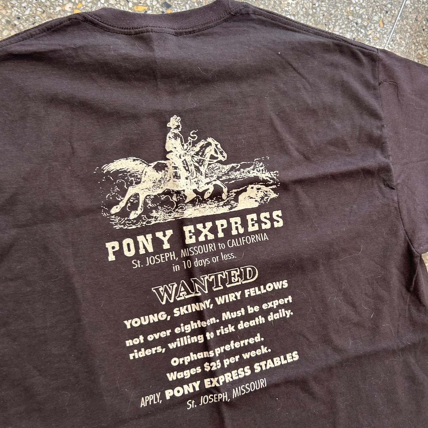 Pony Express Brown Tshirt - Medium - 21" x 29"