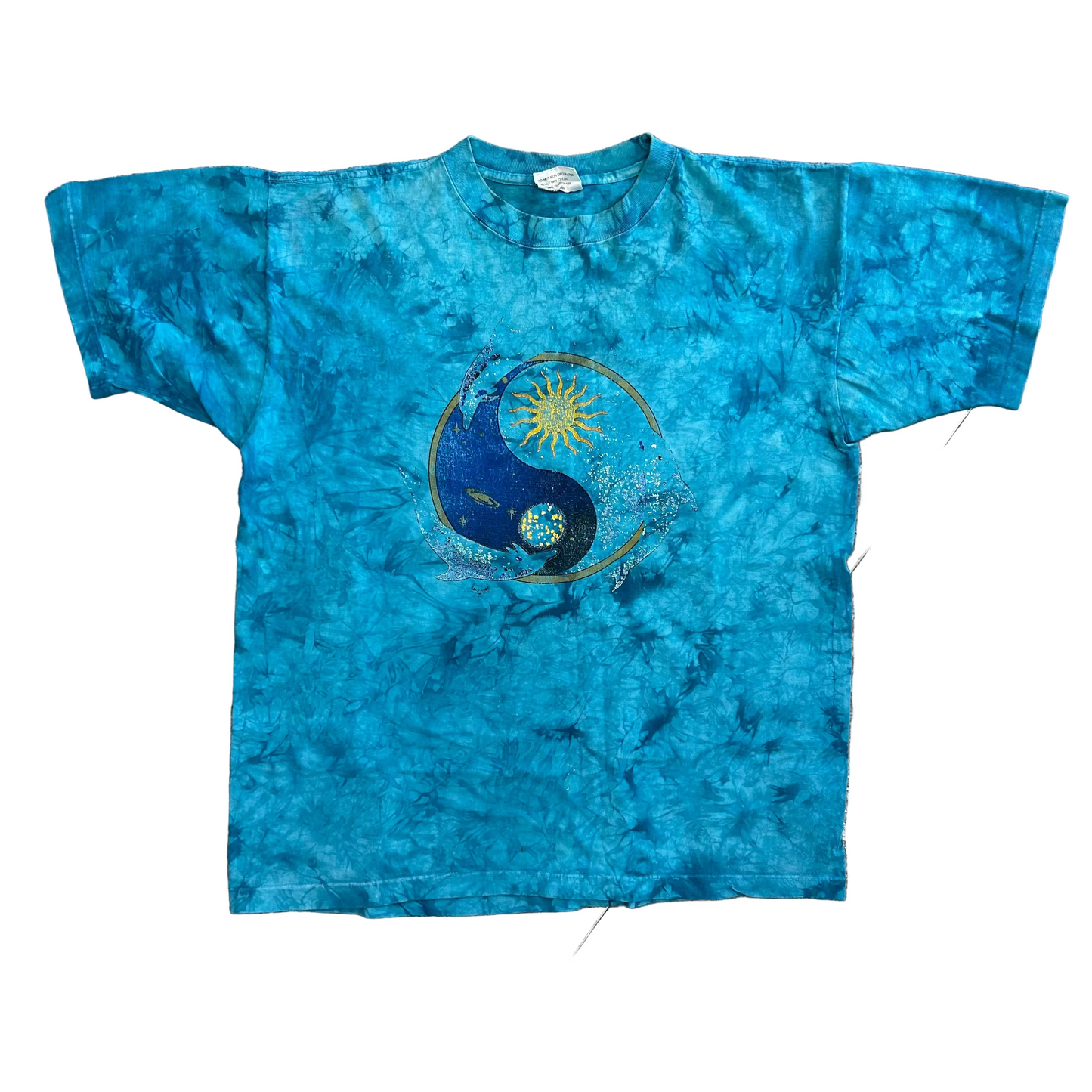 Dolphins Sun Tie Dye Blue Tshirt - Large - 23.5" x 28"