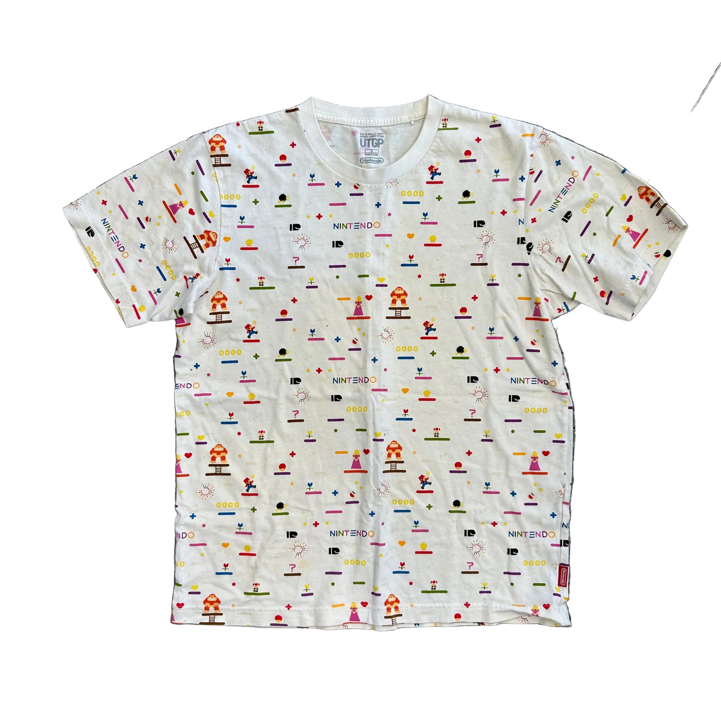 Nintendo All over Print White Tshirt - Medium - 20" x 25"