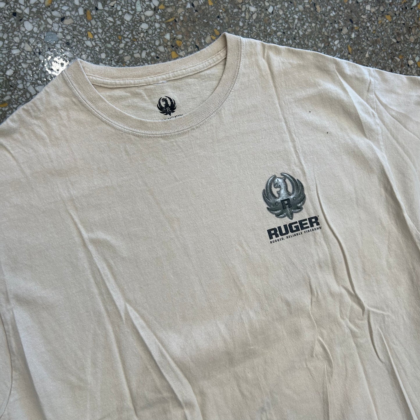 Ruger Rugged Reliable Firearms Tan Cream Tshirt - XLarge - 24" x 28.5"