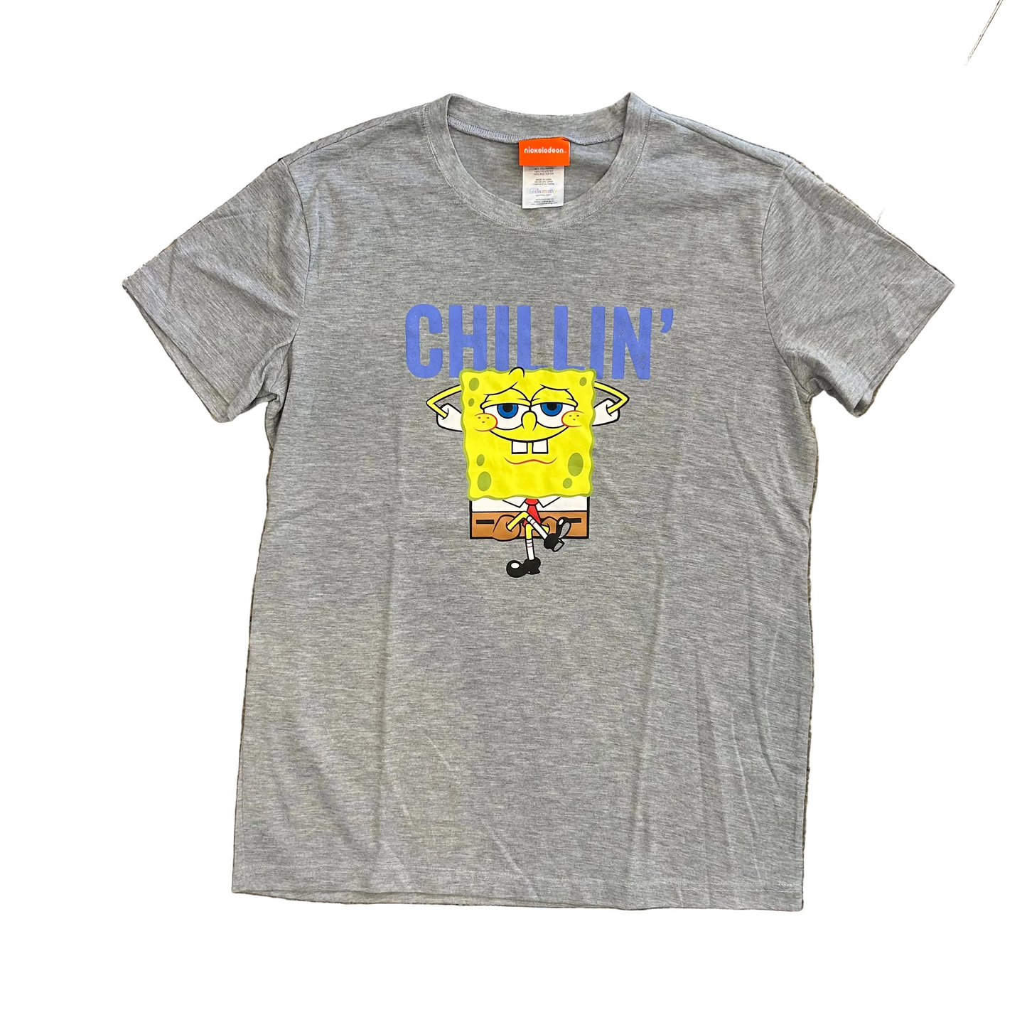 Chillin' Spongebob Nickelodeon Gray Tshirt - Large - 22" x 29"