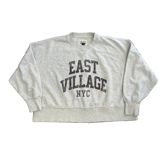 East Village NYC Grey Crewneck Sweatshirt - Boxy XLarge - 30" x 23"