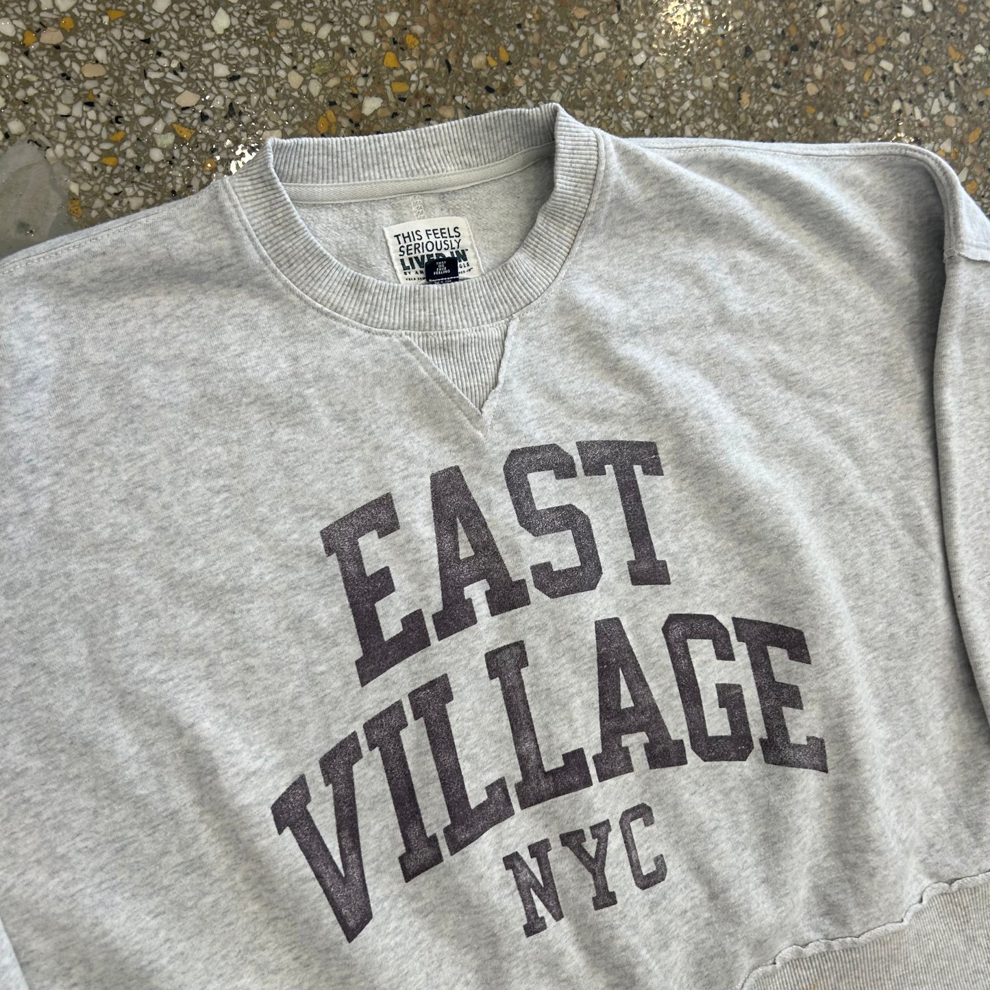 East Village NYC Grey Crewneck Sweatshirt - Boxy XLarge - 30" x 23"