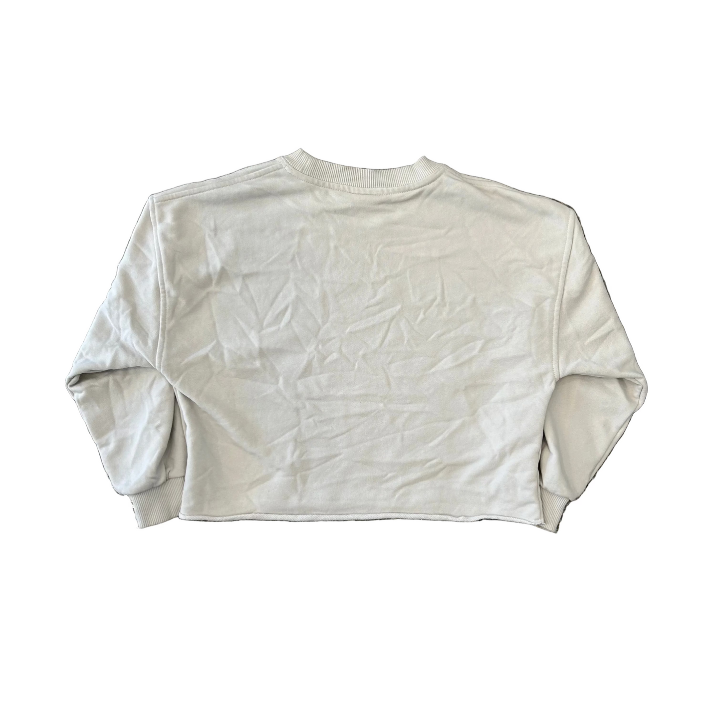 Nike White Cream Center Swoosh Crewneck Sweatshirt - Cropped Small - 19" x 17"