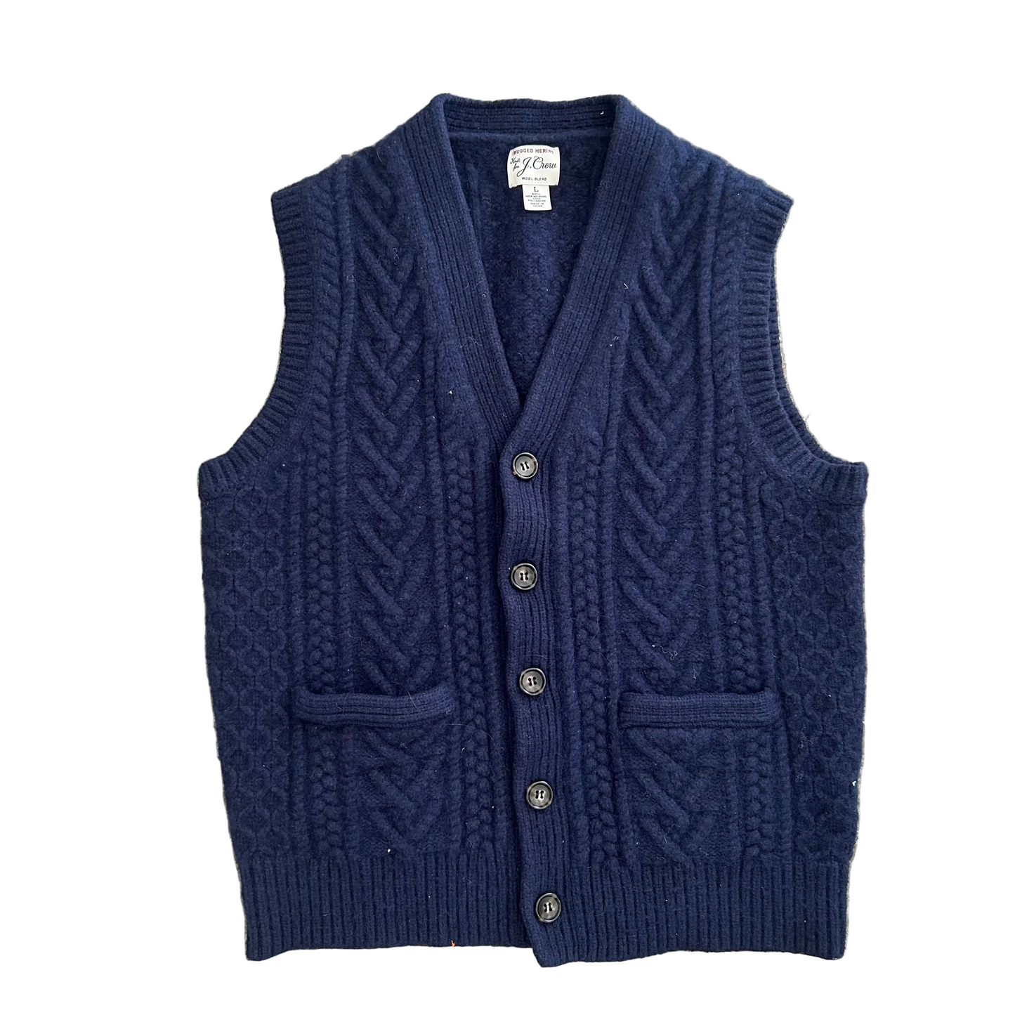 JCrew Wool Navy Blue Cardigan Sweater Vest - Small - 18" x 23"
