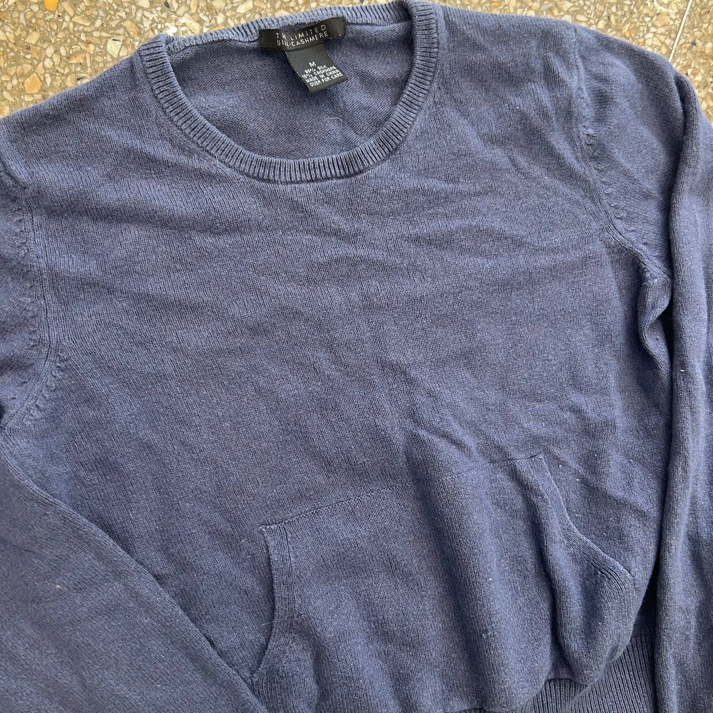 Cashmere Silk Blue Pocket Sweater - XSmall - 16" x 17"