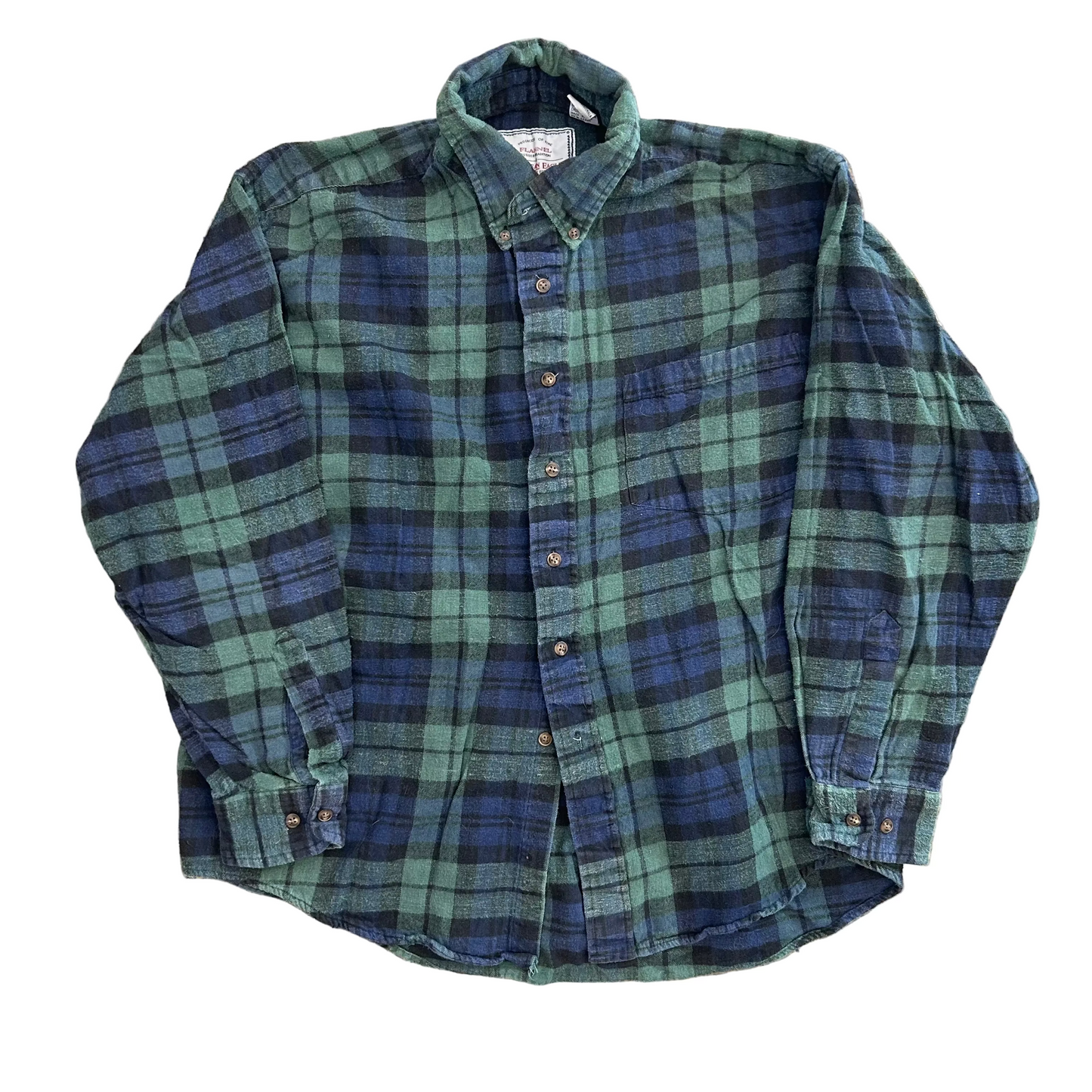 American Eagle Blue Green Button Up Flannel Shirt - XLarge - 25" x 27.5"