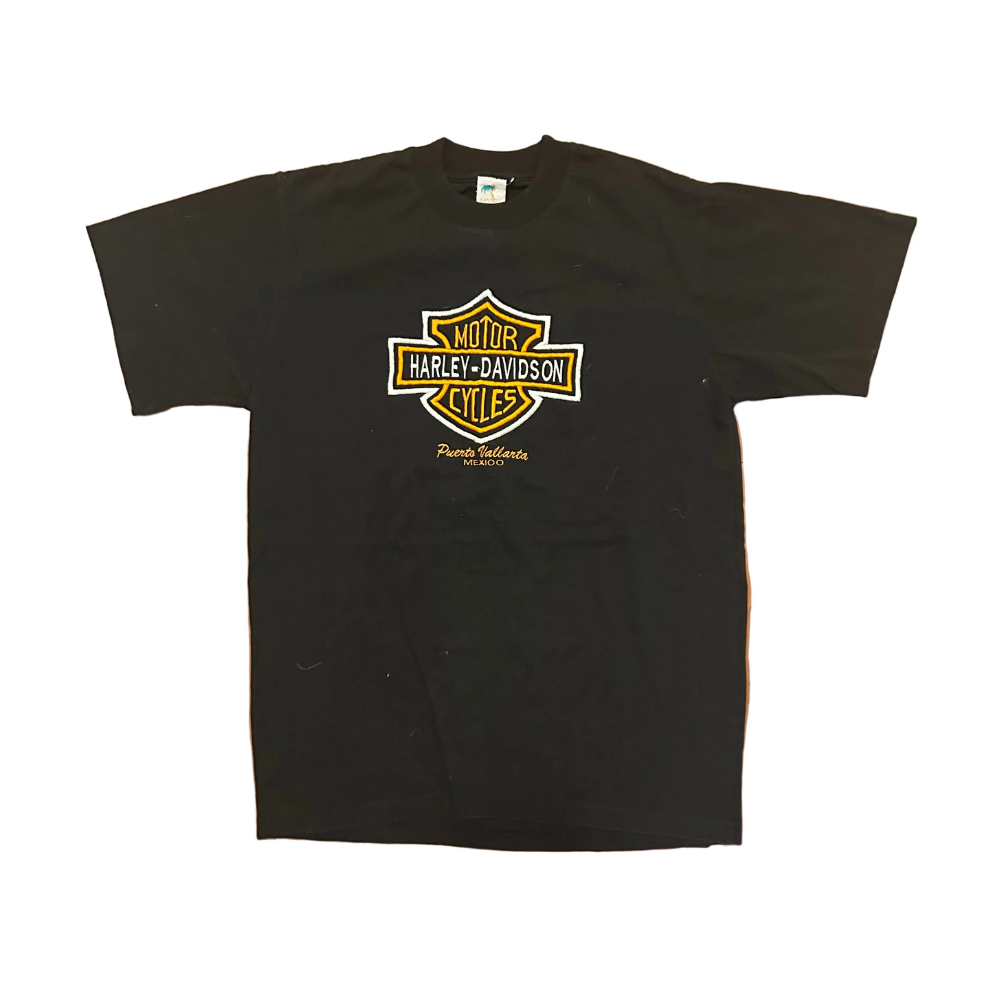 90's Harley Davidson Motorcycles Black Embroidered Mexico Tshirt - Medium - 20" x 28.5"