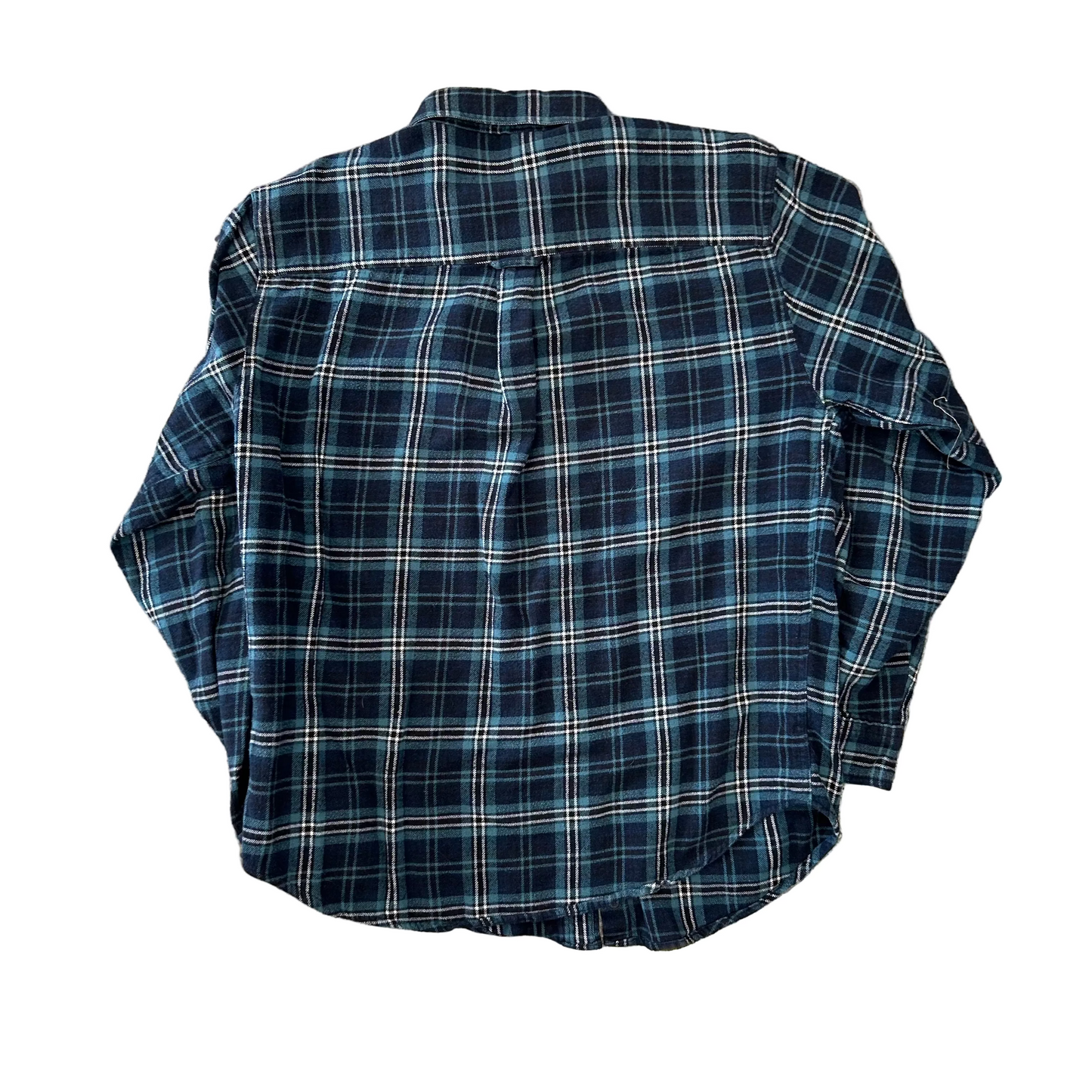 Blue Green Button Down Flannel - XLarge - 24" x 28"